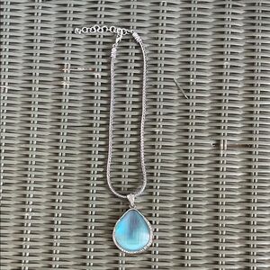 Brighton Silver Necklace with Blue Teardrop Pendant
